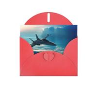 Tarjetas de felicitación en blanco con patrón de aviones de combate para cumpleaños, día de San Valentín, fiestas, bodas, sobre rojo de 4 x 6 pulgadas