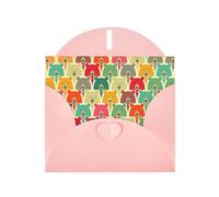 Tarjetas de felicitación en blanco con patrón de osos coloridos para cumpleaños, día de San Valentín, fiestas, bodas, sobre rosa de 4 x 6 pulgadas