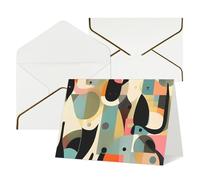 Tarjetas de felicitación en blanco con sobres, 17,5 x 11,5 cm, plegables, pensando en ti, arte moderno de mediados de siglo, tarjetas de invitación de gatos para vacaciones