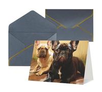 Tarjetas de felicitación en blanco con sobres, 17,5 x 11,5 cm, plegables, tarjetas de felicitación con diseño de bulldog francés, tarjetas de invitación para vacaciones