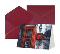 Tarjetas de felicitación en blanco con sobres, 17,5 x 11,5 cm, plegables Thinking of You, Inglaterra, Reino Unido, retro, Londres, tarjetas de invitaciones telefónicas para vacaciones