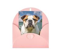 Tarjetas de felicitación en blanco de 10 x 15 cm, divertidas tarjetas de felicitación de bulldog inglés, tarjetas de felicitación plegables en blanco con sobres, tarjeta de agradecimiento en blanco
