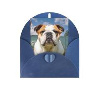 Tarjetas de felicitación en blanco de 10 x 15 cm, divertidas tarjetas de felicitación de bulldog inglés, tarjetas de felicitación plegables en blanco con sobres, tarjeta de agradecimiento en blanco