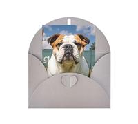 Tarjetas de felicitación en blanco de 10 x 15 cm, divertidas tarjetas de felicitación de bulldog inglés, tarjetas de felicitación plegables en blanco con sobres, tarjeta de agradecimiento en blanco