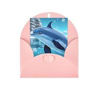 Tarjetas de felicitación en blanco Winter The Dolphin, tarjetas de agradecimiento y sobres, 10,2 x 15,2 cm, bodas, baby shower, fiesta.
