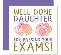 Tarjetas de felicitación - Exámenes aprobados por hija bien hecha, tarjeta de felicitación de graduación, resultados de exámenes escolares, universidad, GCSE A Level Uni, 145 mm x 145 mm tarjetas de felicitación bien hechas
