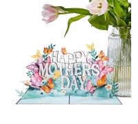 Tarjetas de felicitación florales, 3D, día de la madre, nota emergente de 5 x 7 pulgadas con pétalos florales, tarjeta de recuerdo de pétalos de papel, papelería sentimental con estilo
