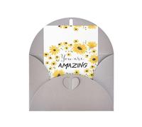 Tarjetas de felicitación grises con sobres a juego, tarjetas de bendición en blanco con estampado de margaritas silvestres para cumpleaños, boda, día de San Valentín