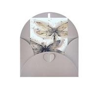 Tarjetas de felicitación grises con sobres, tarjetas de notas en blanco con estampado de libélula moderna, perfectas para cumpleaños, bodas, aniversarios