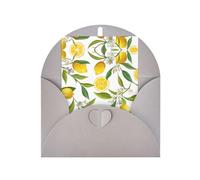 Tarjetas de felicitación grises con sobres, tarjetas de notas en blanco con estampado de limón amarillo, perfectas para cumpleaños, bodas, aniversarios