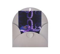 Tarjetas de felicitación grises con sobres, tarjetas de notas en blanco con estampado de pulpo morado, perfectas para cumpleaños, bodas, aniversarios