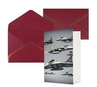Tarjetas de felicitación impresas con diseño de aviones de combate para todas las ocasiones, interior en blanco, con sobre, adecuadas para amigos y familiares