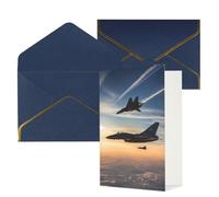 Tarjetas de felicitación impresas con diseño de aviones de combate para todas las ocasiones, interior en blanco, con sobre, adecuadas para amigos y familiares