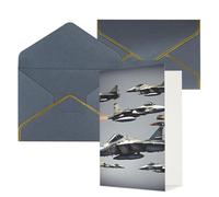 Tarjetas de felicitación impresas con diseño de aviones de combate para todas las ocasiones, interior en blanco, con sobre, adecuadas para amigos y familiares