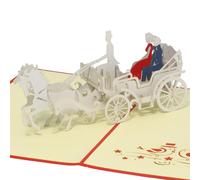Tarjetas de felicitación Lin despegables, para bodas, con ilustración 3D de pareja de novios en un carruaje