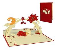 Tarjetas de felicitación Lin Pop Up 3d Tarjetas de felicitación Tarjetas de Nacimiento bebé en Dormir, color rojo