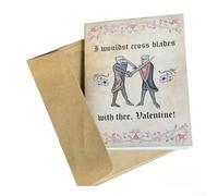 Tarjetas de felicitación medievales con 6 diseños únicos, incluyendo hojas de cruz, tamaño Queen, tarjeta de papel beige para sorpresa humorística del día romántico (A)