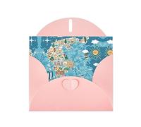 Tarjetas de felicitación, medio pliegues, 4 x 6 pulgadas, interior en blanco con sobre, tarjetas de felicitación para todas las ocasiones, mapa de Grecia