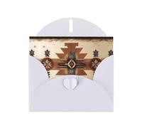 Tarjetas de felicitación nacaradas con patrones nativos americanos, tarjetas horizontales para todas las ocasiones con sobres, elegante tarjeta brillante para cumpleaños, Navidad, interior en blanco
