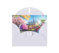 Tarjetas de felicitación nacaradas de cuento de hadas de unicornio, tarjetas horizontales para todas las ocasiones con sobres, elegante tarjeta brillante para cumpleaños, Navidad, interior en blanco