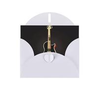 Tarjetas de felicitación nacaradas de guitarra negra, tarjetas horizontales para todas las ocasiones con sobres, elegante tarjeta brillante para cumpleaños, Navidad, interior en blanco