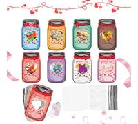 Tarjetas de felicitación para niños | Bonito diseño de tarro | Patrón de corazón para niños, tarjetas de San Valentín | para almacenamiento de caramelos, niños, niñas, compañeros de clase, amigos