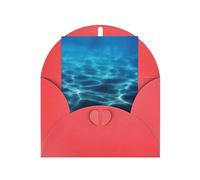 Tarjetas de felicitación rojas con sobres a juego, tarjetas de bendición en blanco con estampado de océano profundo azul para cumpleaños, boda, día de San Valentín