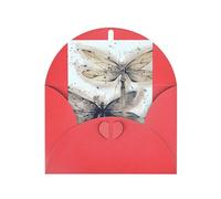 Tarjetas de felicitación rojas con sobres, tarjetas de notas en blanco con estampado de libélula moderna, perfectas para cumpleaños, bodas, aniversarios