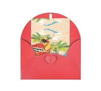 Tarjetas de felicitación rojas con sobres, tarjetas de notas en blanco con impresión de isla de cuba, perfectas para cumpleaños, bodas, aniversarios