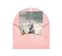 Tarjetas de felicitación rosas con sobres, diseño de caballos salvajes, tarjetas de notas en blanco, perfectas para cumpleaños, bodas, aniversarios