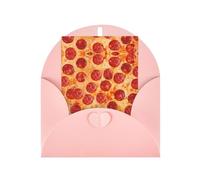 Tarjetas de felicitación rosas con sobres, tarjetas de notas en blanco con impresión 3D de pizza, pepperoni, perfectas para cumpleaños, bodas, aniversarios
