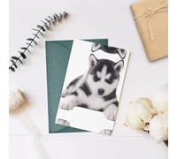 Tarjetas de felicitación verde oscuro con sobres a juego, bonitas tarjetas de bendición en blanco con estampado de perro para cumpleaños, boda, día de San Valentín