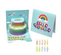 Tarjetas de feliz cumpleaños - Tarjetas de felicitación emergentes de pastel de cumpleaños con diseño de arco iris, tarjetas de felicitación emergentes para niños, familiares y colegas