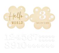 Tarjetas de Hitos Mensuales de Bebés, Madera Cumple Mes Bebe 0-12 Meses Bienvenida para Recién Nacido con Diseño Floral Accesorio Para Foto para Baby Shower Futuras Madres Padres Regalo, Flor