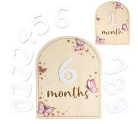 Tarjetas de hitos mensuales para bebé, discos de hitos mensuales de madera, accesorios de fotografía para recién nacidos para documentar el crecimiento de tu bebé, letrero de anuncio de bebé