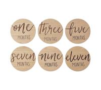 Tarjetas de hitos para bebés, bloques de anuncios de madera, discos fotográficos redondos lisos, señal de viaje con detalles grabados, marcador de recuerdo para fotos de recién nacidos, en regalo