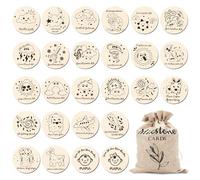 Tarjetas de hitos para bebés de madera - 30 hitos para recién nacidos y embarazo, de madera de alta calidad, equipamiento inicial perfecto para bebés con tarjetas mensuales de 1 a 12 meses
