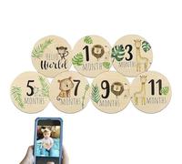 Tarjetas de hitos para bebés: discos de madera para bebés, bloques de hitos | Accesorios de fotografía de momento de crecimiento natural del bebé, conjunto de madera, recuerdos de la infancia, desarro