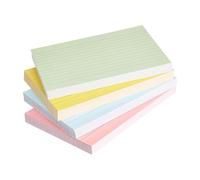 Tarjetas de índice - 4 tarjetas de notas de colores - Bloc de papel de cartulina forrado para enseñanza, preparación de exámenes, aula, diario, planificación, lluvia de ideas