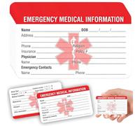 Tarjetas de información médica de emergencia, pack de 10 tarjetas de alerta con contacto de emergencia para cartera, bolso o teléfono, fáciles de identificar