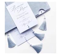 Tarjetas De Invitación De Boda 100 Uds. Sobres y borlas de estilo franela Tarjeta De Invitación De Boda personalizada hecha a mano(Blue,75 piece)