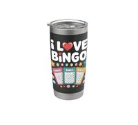 Tarjetas de juego divertidas y vibrantes de I Love Bingo Vaso térmico de acero inoxidable de doble pared
