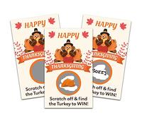 Tarjetas de juego Happy Thanksgiving Scratch Off - Paquete de 50 - Encuentra el pavo para ganar, juego de fiesta de Acción de Gracias para adultos, familia, niños, actividades divertidas - a03