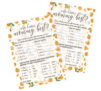 Tarjetas de juego ""Qui n conoce a mam "" - Baby Shower ""Little Cutie Orange"" - 20 unidades