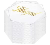Tarjetas de lugar acrílico de 30 piezas transparentes Tarjetas de mesa acrílica hexágono para asientos 2.76x3.15 Placa de nombre en blanco para decoración, signo de oficina, posavasos y otros proyect