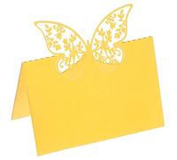 Tarjetas de lugar con nombre de mesa, 25 piezas, decoración de favor de corte hueco, tarjeta en blanco para bodas, fiestas, asientos, tarjetas de lugar, rojo (color: amarillo)