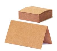 Tarjetas de lugar para bodas, 100 unidades, tarjetas de nombre de mesa de papel kraft en blanco, rústico, tarjetas de asiento para cenas, banquetes, eventos