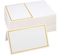 Tarjetas de Lugar, Tarjetas de Mesa Blanco Tarjetas de Asiento con Borde de Lámina de Oro para Bodas, Banquetes, Cenas, Fiestas y Festivales 100 Piezas 8,5 x 5 cm