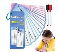 Tarjetas de matemáticas | 15 tarjetas de práctica de división, ayudas de aprendizaje de división de ecuaciones matemáticas con bolígrafos de borrado en para clase o escuela en casa
