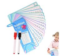 Tarjetas de matemáticas, Juego de división de multiplicación de, borrado en seco, Tarjetas educativas de Doble Cara con Anillos de Metal, Kit de Aprendizaje aritmético Interactivo, Juego de